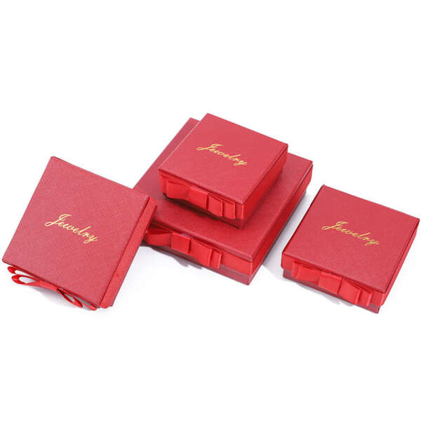 square paper bow jewelry gift box for necklace earrings ring - product presentation
