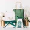 Christmas kraft carrier paper bag for goody party gift packaging front view
