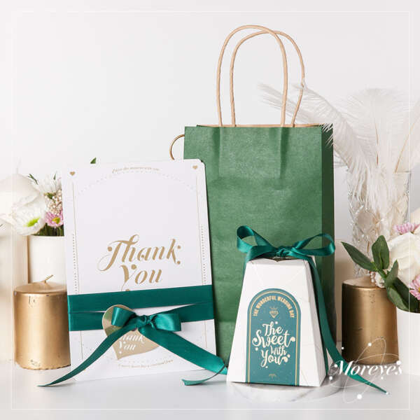 Christmas kraft carrier paper bag for goody party gift packaging front view
