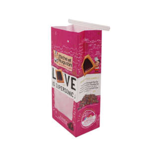 decorative merchandise paper bag with clear window for retail display - front view