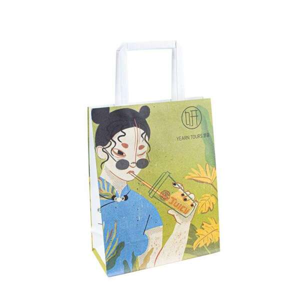 eco logo printed fashion kraft gift bag for shop supermarket view 1