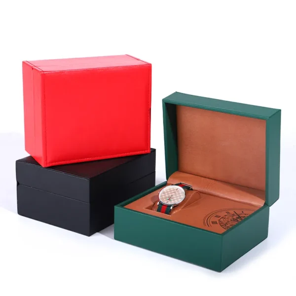 luxury PU leather travel watch box for mechanical watch packaging - detail view