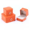 orange PU leather jewelry box for necklace bracelet wedding ring view 5