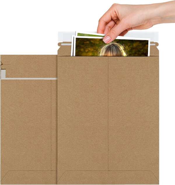 rigid brown kraft cardboard mailer envelope for pictures view 4