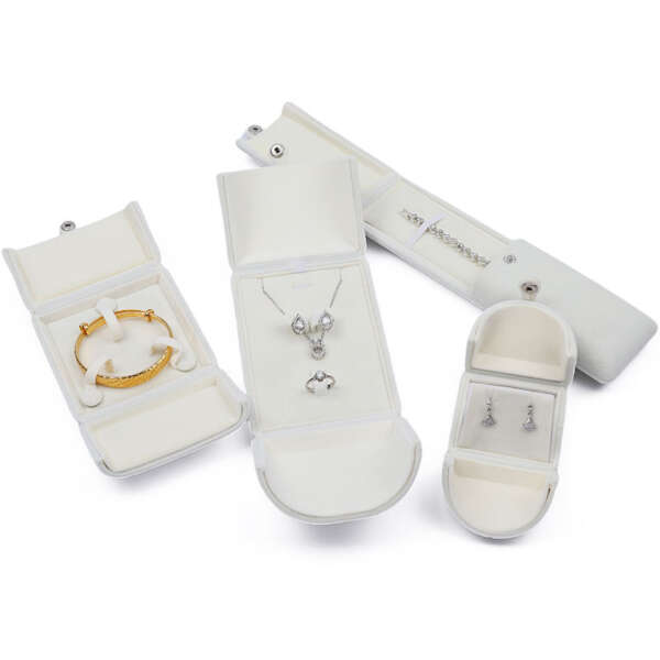 white pearl wedding jewelry storage box for bracelet necklace earring ring - detail view