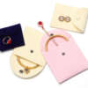 embossed microfiber envelope jewelry bag with flap logo - detail view