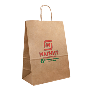 brown kraft paper carrier shopping bag with handles view 2