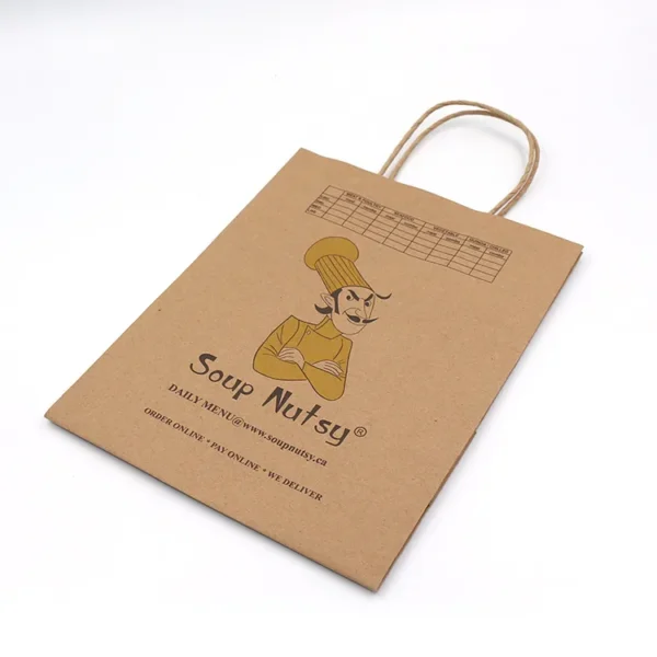custom printed plaid kraft tote paper bag with rope handles for clothing kitchen supplies image 5