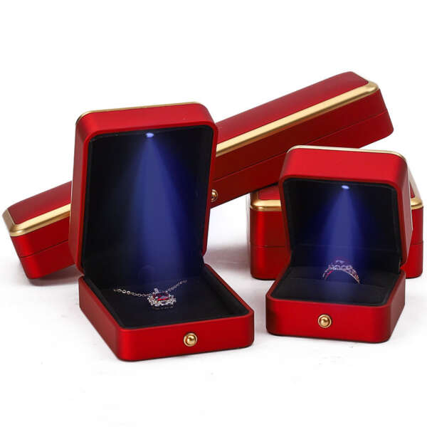 luxury LED jewelry organizer box with light for bracelet necklace earrings ring - front view