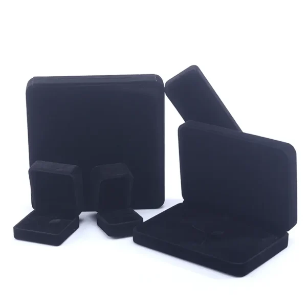 black ring jewelry packaging box for necklace stud earrings bracelet - detail view