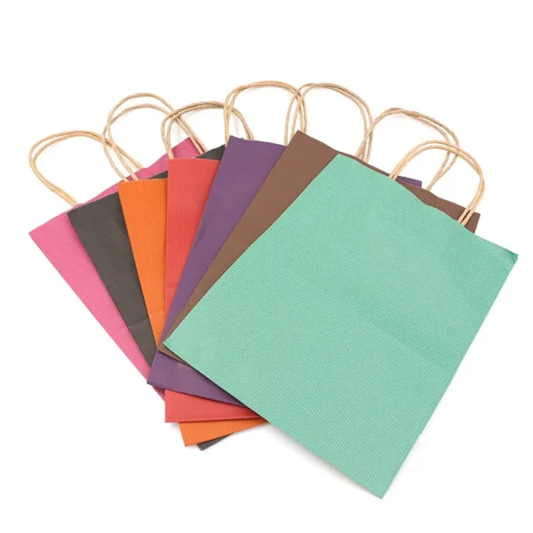 custom printed plaid kraft tote paper bag with rope handles for clothing kitchen supplies image 4