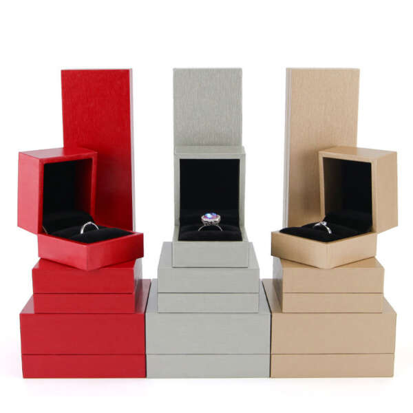 luxury touch cardboard flip cover jewelry box for bracelet ring - front view