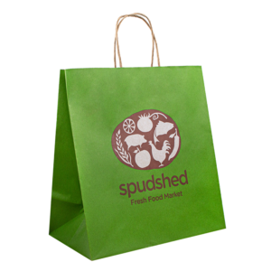 brown kraft paper carrier shopping bag with handles view 1