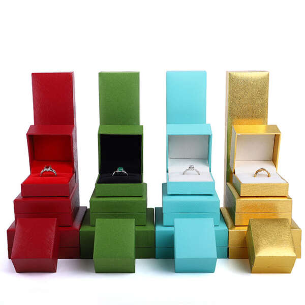 paper jewelry gift box with filled leather insert view 2