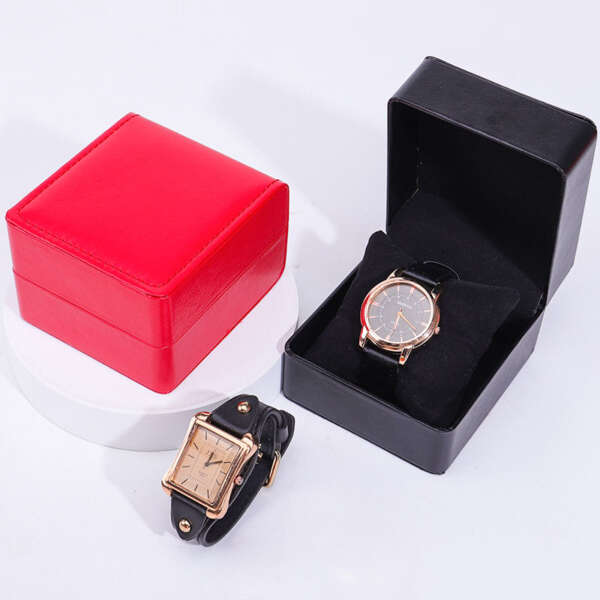 PU leather travel watch box for quartz and mechanical watches - retail display