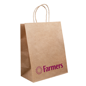 brown kraft food retail shopping paper bag with flexo printing view 1