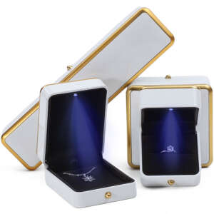 white LED jewelry organizer box with light for bracelet necklace earrings ring - front view