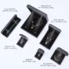 black plastic LED jewelry box with lighting for necklace bracelet earrings ring - open display view