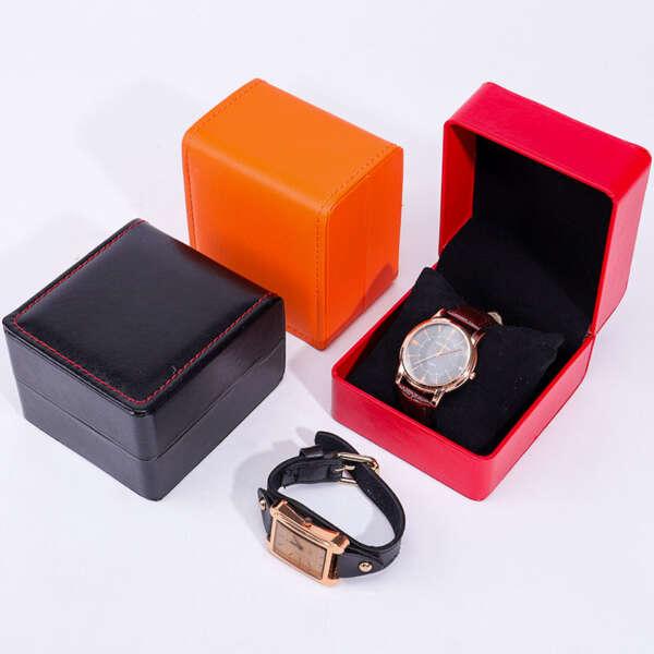 PU leather travel watch box for quartz and mechanical watches - front view