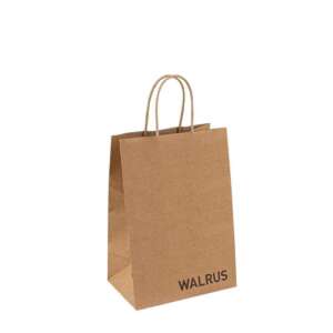 black and white kraft tote bag with fruit logo for gifts view 1