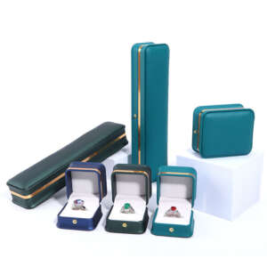 dark PU leather jewelry organizer box for ring necklace view 1