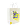 colorful printed kraft shopping paper bag with custom logo for retail packaging production detail