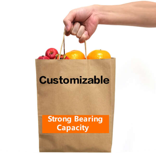 custom printed recycled takeaway kraft paper bag with logo view 2
