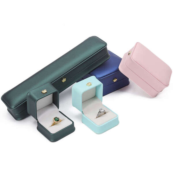 crown PU leather jewelry box for bracelet pendant necklace ring - retail display