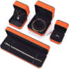 orange leather custom logo jewelry box for necklace earrings - gift packaging