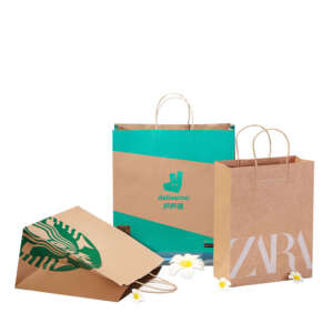kraft paper kraft food clothes shopping paper bag with logo printing detail