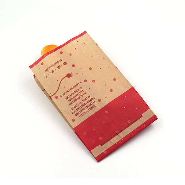 Printed white kraft mini bakery snack bag for branded paper packaging