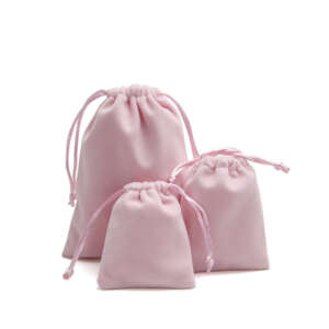 custom logo drawstring flannel jewelry gift pouch - detail view