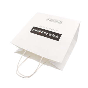 white kraft paper foldable white kraft black logo bag with logo printing detail