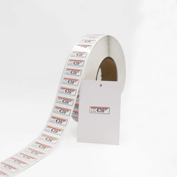 Piggyback sticker label roll for retail hangtag pricing