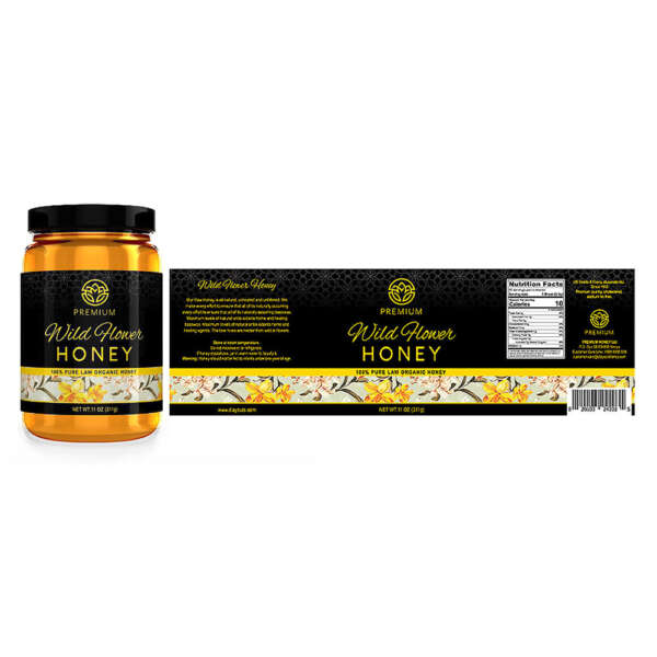 Roll printed bee honey labels for food jars