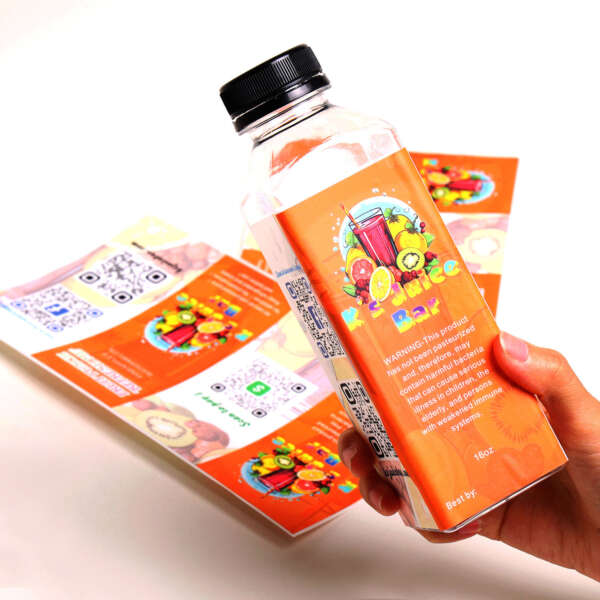 Clear etiquette sticker for drink packaging