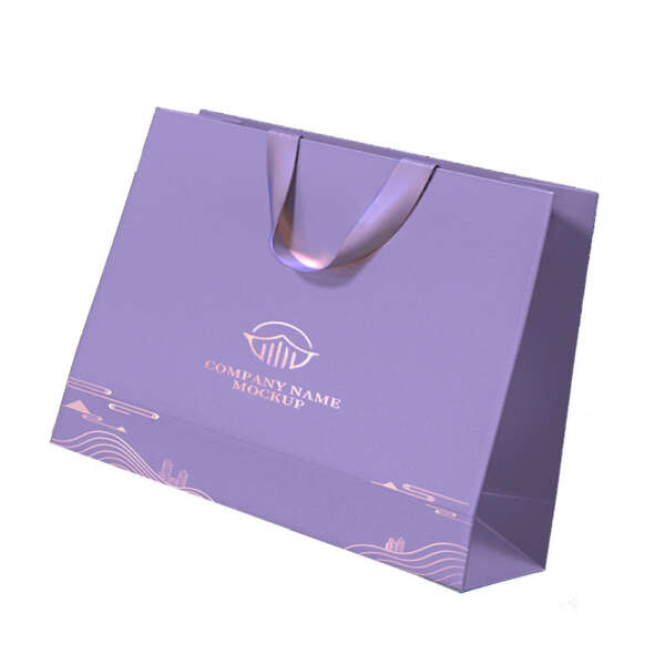 white metallic foil wedding jewelry gift paper bag with ribbon handle view 4