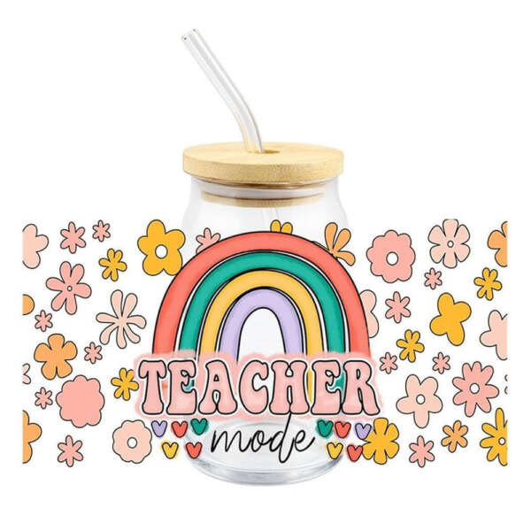 Crystal UV DTF transfer sticker for teacher drinkware