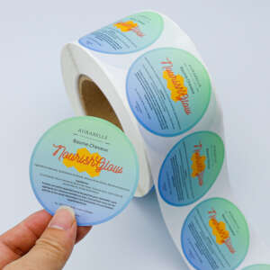 Custom round brand logo product packaging stickers