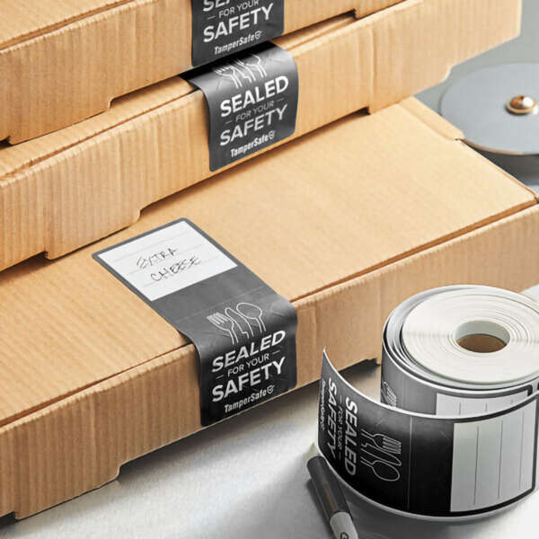 Takeaway container sealing label roll for restaurant packaging