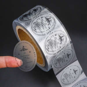 Clear vinyl cosmetic bottle labels