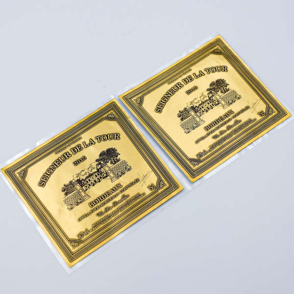 Self adhesive aluminum label with embossed logo for wine bottle