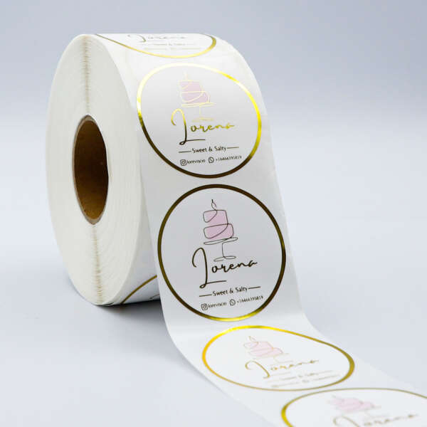 Adhesive vinyl packaging stickers