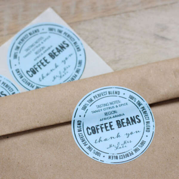 Food bag labels with barcode and logo area