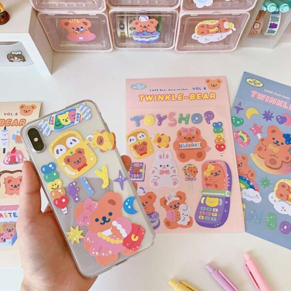 Adhesive vinyl sticker sheet for kids products