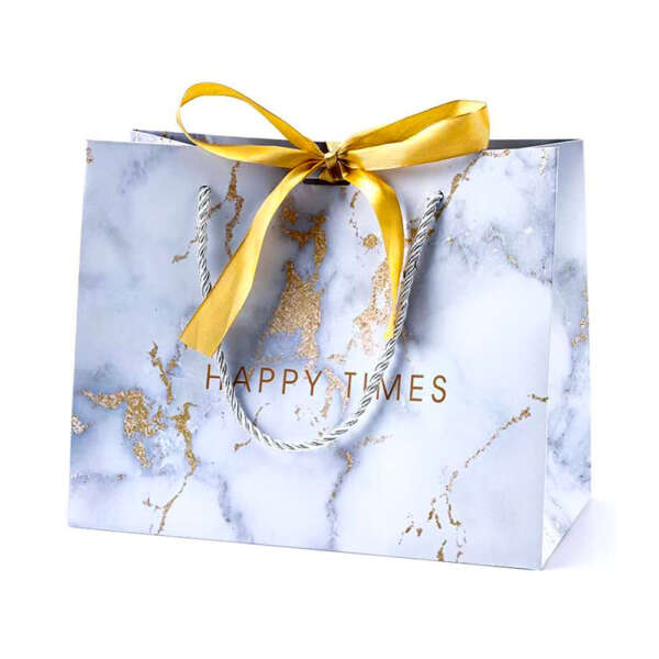 eco reusable boutique gift paper bag with embossed logo view 2