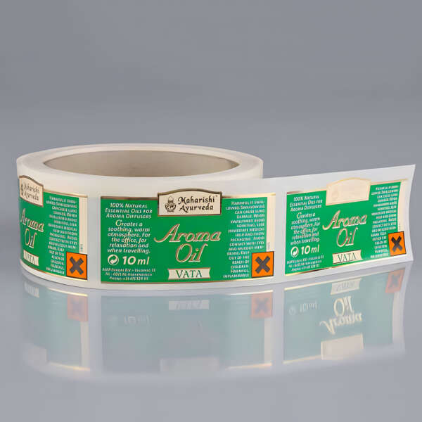 Flexography waterproof bottle labels with cold stamping finish