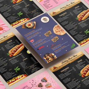 full color restaurant menu wall poster flyer printing front view