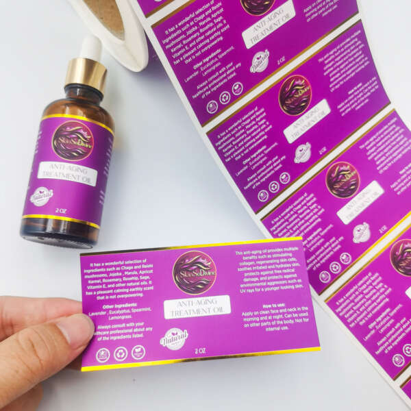 Hair oil bottle stamping labels