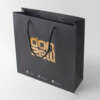black luxury reusable tote paper bag with private logo and handles view 4
